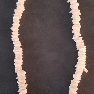 White Chunky Square Puka Shell Necklace